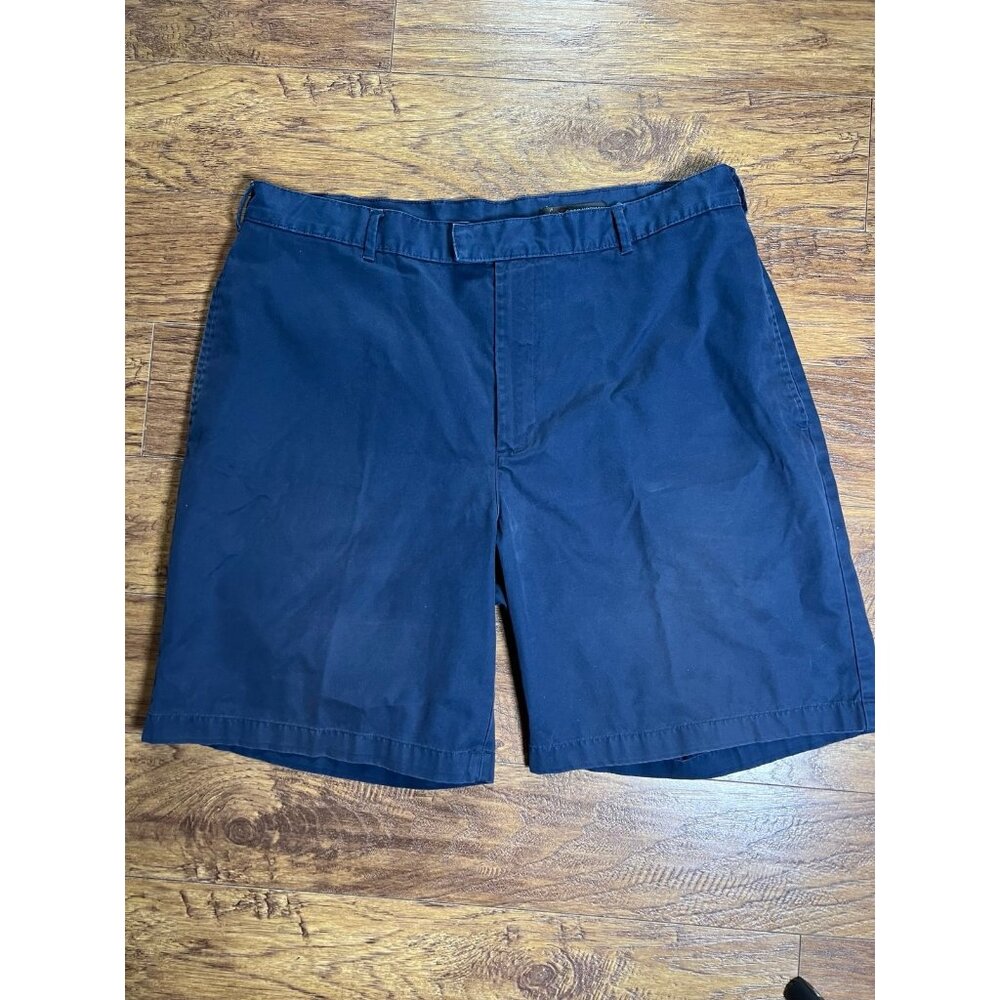 Greg Norman Mens Shorts 40 Navy Blue Flat Front- 100% Cotton